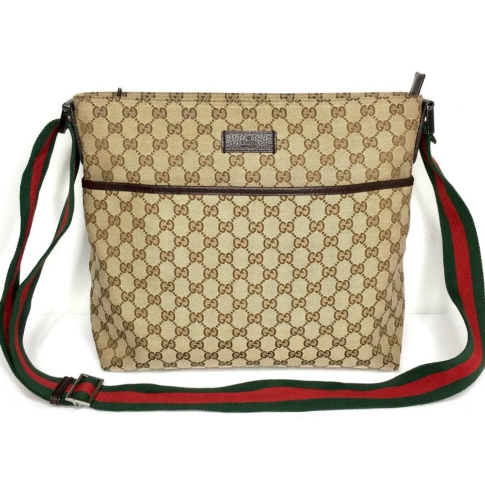 💯Authentic Gucci Sherry Web Gg Canvas Messenger Crossbody Shoulder Bag
